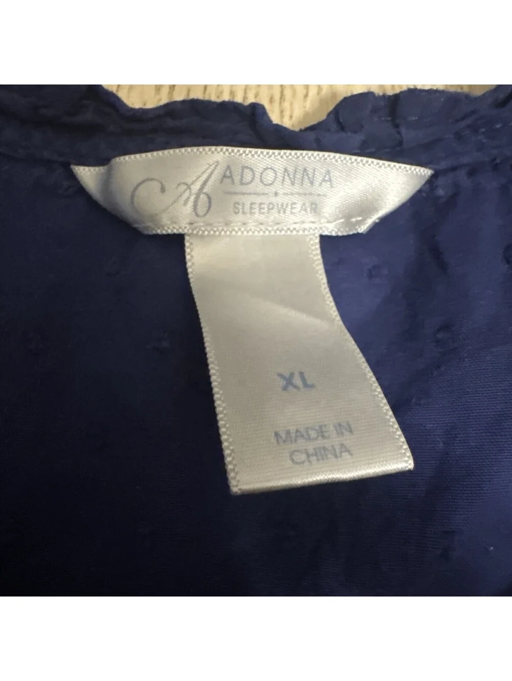 Adonna Sleepwear Navy Blue Sleeveless Nightgown XL Ruffle Scoop Neck Button